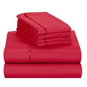 6 PC Sheet Set Bamboo Sheets Deep Pockets 18" Eco Friendly - Red Color